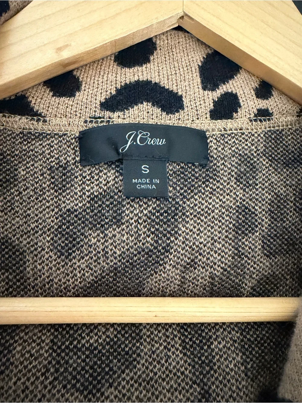 J. Crew‎ leopard print open cardigan Small merino wool blend coatigan cheetah